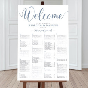 Dusty Blue Seating Chart Alphabetical Table Plan