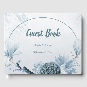 dusty blue shades flowers romantic guest book