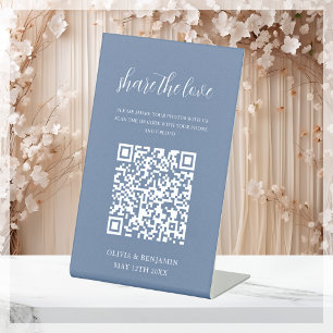 Dusty Blue   Share The Love QR Code Pedestal Sign