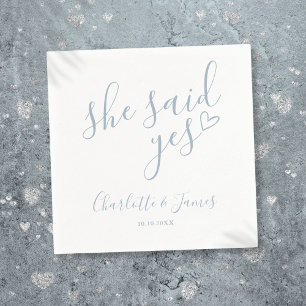 Dusty Blue She Said Yes Engagement Party Napkin