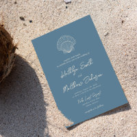 Dusty Blue Shell Beach Ocean Destination Wedding