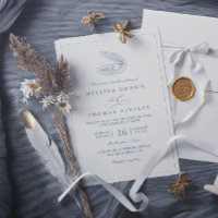 Dusty Blue Shell Beach Ocean QR Code Wedding
