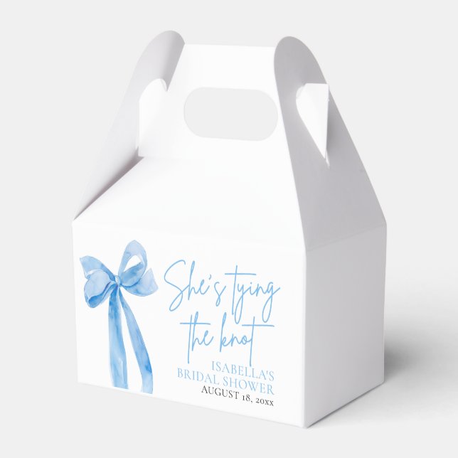 Dusty Blue She's Tying the Knot Bridal Shower Favour Box (Front Side)