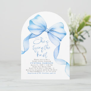 Dusty Blue Shes Tying the Knot Bridal Shower Photo Invitation
