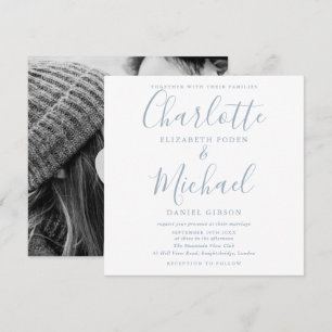 Dusty Blue Signature Photo Square Wedding Invitation