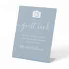 Dusty Blue Signature Script Photo Guest Book