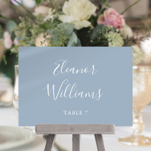Dusty Blue Signature Script Wedding Place Card