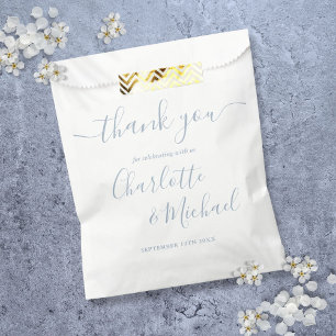 Dusty Blue Signature Script Wedding Thank You Favour Bags