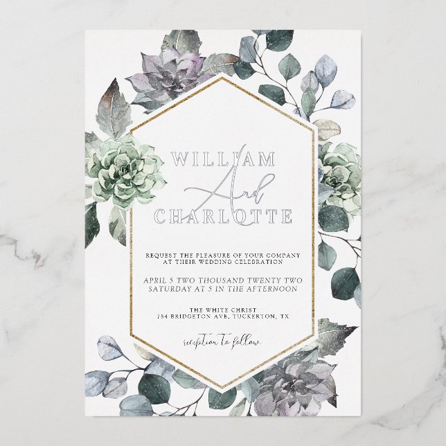 Dusty Blue & Silver Desert Greenery Wedding (Front)