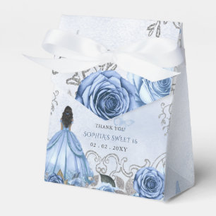 Dusty Blue Silver Floral Princess SWEET 16 Favour Box