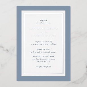 Dusty Blue Silver Foil Invitation