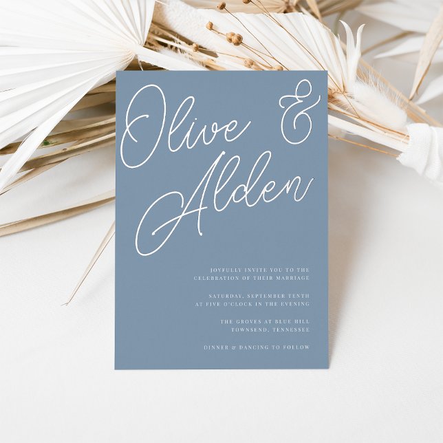 Dusty Blue | Silver Foil Script Wedding (Creator Uploaded)