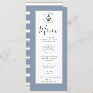 Dusty Blue silver grey, nautical theme wedding  Menu