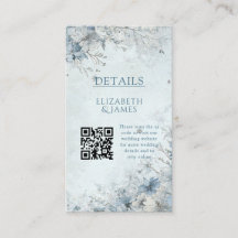 Dusty Blue Silver Rose Winter QR Code Wedding