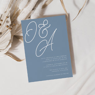 Dusty Blue   Silver Script Monogram Wedding