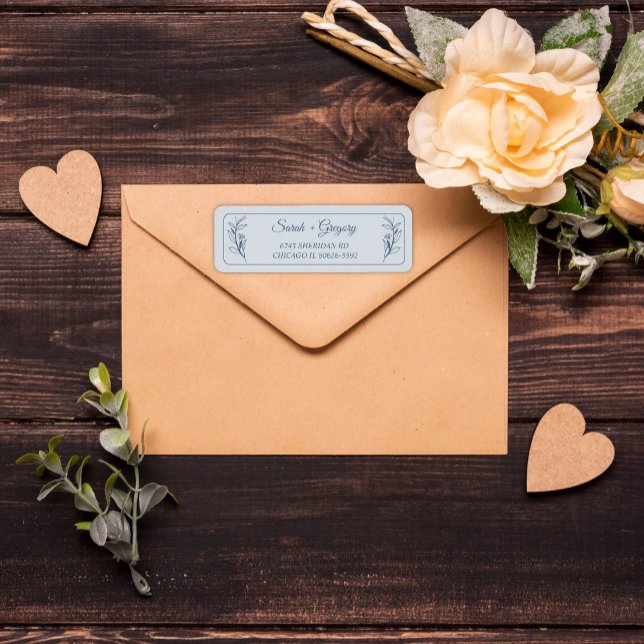 Dusty Blue Simple Boho Floral Return Address (Creator Uploaded)