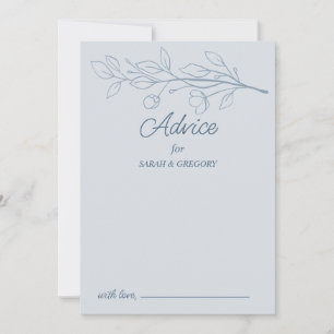 Dusty Blue Simple Boho Floral Wedding Advice Invitation
