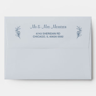 Dusty Blue Simple Boho Floral Wedding  Envelope