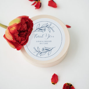 Dusty Blue Simple Boho Thank You Wedding Favour Classic Round Sticker