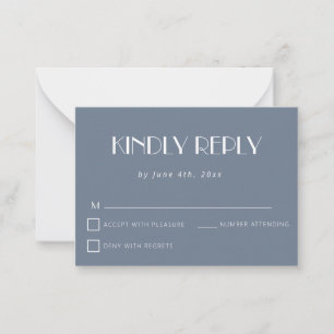 Dusty Blue Simple Budget Wedding RSVP Card