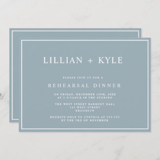 Dusty Blue Simple Chic Rehearsal Dinner Invitation