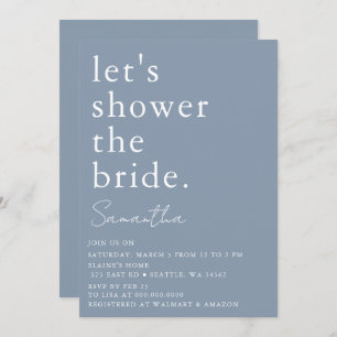 Dusty Blue Simple Elegant Modern Bridal Shower Invitation