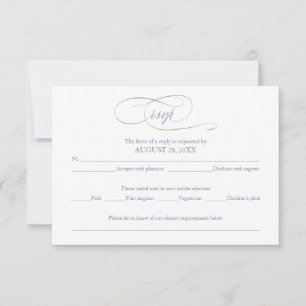 Dusty Blue Simple Elegant Wedding RSVP Card