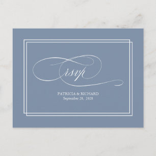 Dusty Blue Simple Elegant Wedding RSVP Postcard