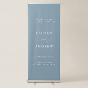 Dusty Blue Simple Elegant Welcome to Our Wedding Retractable Banner