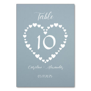 Dusty Blue Simple Floral Script Minimalistic Chic Table Number