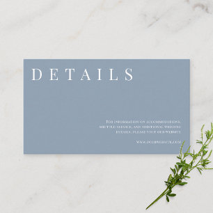 Dusty Blue Simple Formal Wedding Details Enclosure Card