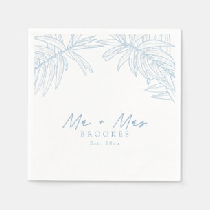 Dusty Blue Simple Hand Drawn Botanical Napkin
