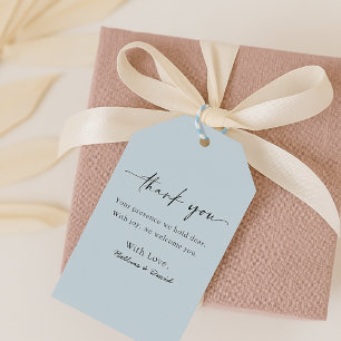 Dusty Blue Simple Modern Elegant Wedding Thank You Gift Tags