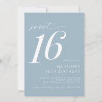 Dusty Blue | Simple Modern Sweet 16 Birthday Party