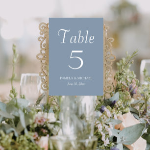 Dusty Blue Simple Style Wedding Table Number