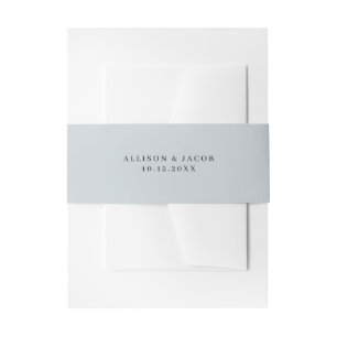 Dusty Blue Simple Wedding Invitation Belly Band