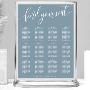 Dusty Blue Simple Wedding Seating Chart