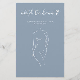 Dusty Blue Sketch The Dress Bridal Shower Game