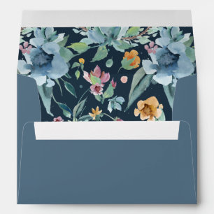 dusty blue slate grey floral wedding shabby chic envelope