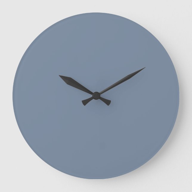Dusty Blue Slate Grey Grey Solid Colour Background Large Clock (Front)