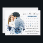 Dusty Blue Slate Navy Botanical Photo Calendar Save The Date<br><div class="desc">Elegant Dusty blue / Navy theme photo calendar save the date featuring elegant bouquet of Dusty blue,  Navy,  slate rose flowers buds and blue eucalyptus leaves. Please contact me for any help in customisation or if you need any other product with this design.</div>