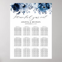 Dusty Blue Slate Navy Botanical Seating chart