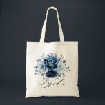 Dusty Blue Slate Navy Botanical  Wedding Bride     Tote Bag<br><div class="desc">Elegant Dusty blue / Navy theme wedding bride tote bag featuring elegant bouquet of Dusty blue,  Navy,  slate rose flowers buds and blue eucalyptus leaves. Please contact me for any help in customisation or if you need any other product with this design.</div>