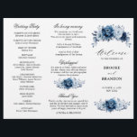 Dusty Blue Slate Navy Botanical Wedding Program<br><div class="desc">Elegant Dusty blue / Navy theme wedding program featuring elegant bouquet of Dusty blue,  Navy,  slate rose flowers buds and blue eucalyptus leaves. Please contact me for any help in customisation or if you need any other product with this design.</div>