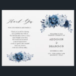 Dusty Blue Slate Navy Botanical Wedding  Program<br><div class="desc">Elegant Dusty blue / Navy theme wedding program featuring elegant bouquet of Dusty blue,  Navy,  slate rose flowers buds and blue eucalyptus leaves. Please contact me for any help in customisation or if you need any other product with this design.</div>