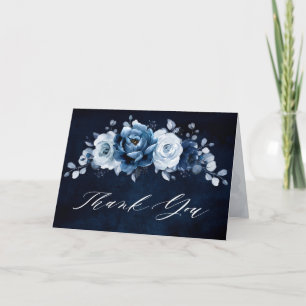 Dusty Blue Slate Navy Bridal Shower Wedding Thank  You Card