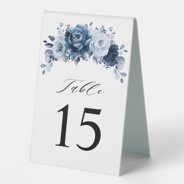 Dusty Blue Slate Navy Floral Botanical Wedding (Front)