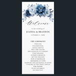 Dusty Blue Slate Navy Floral Botanical Wedding Programme<br><div class="desc">Elegant Dusty blue / Navy theme wedding program featuring elegant bouquet of Dusty blue,  Navy,  slate rose flowers buds and blue eucalyptus leaves. Please contact me for any help in customisation or if you need any other product with this design.</div>