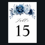 Dusty Blue Slate Navy Floral Botanical Wedding Table Number<br><div class="desc">Elegant Dusty blue / Navy theme wedding table number featuring elegant bouquet of Dusty blue,  Navy,  slate rose flowers buds and blue eucalyptus leaves. Please contact me for any help in customisation or if you need any other product with this design.</div>