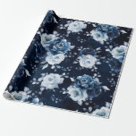 Dusty Blue Slate Navy Floral Botanical Wedding Wra Wrapping Paper<br><div class="desc">Elegant Dusty blue / Navy theme wedding wrapping paper featuring elegant bouquet of Dusty blue,  Navy,  slate rose flowers buds and blue eucalyptus leaves. Please contact me for any help in customisation or if you need any other product with this design.</div>